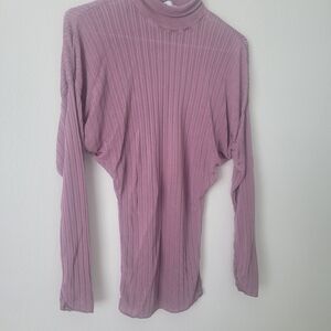 Zara sheer ribbed cinched purple plum sweater Zara Ribbed Knit Top in Purple